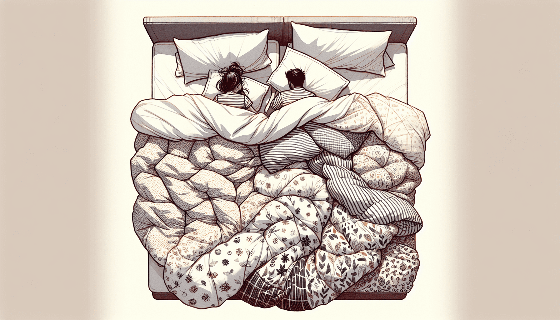 Bettdecken für Paare, die verschiedene Größen zeigen.