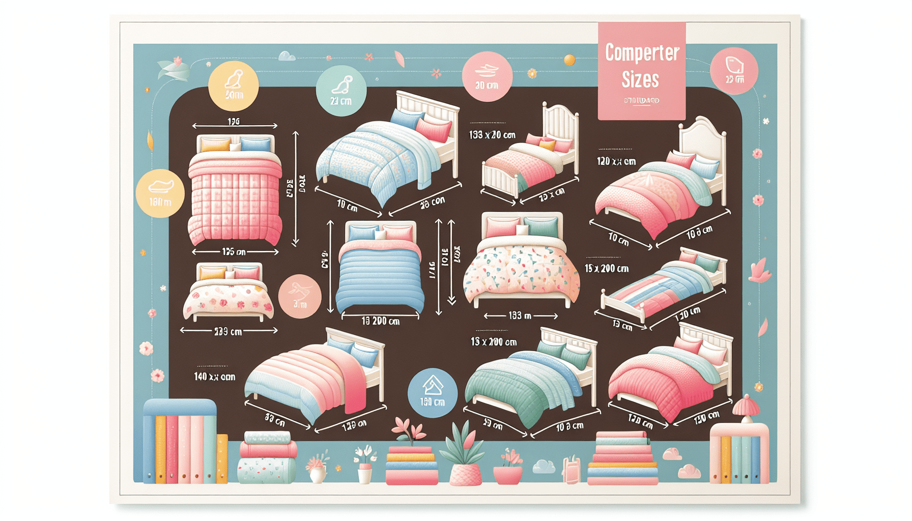 Standardgrößen von Bettdecken, dargestellt in einer Übersicht.