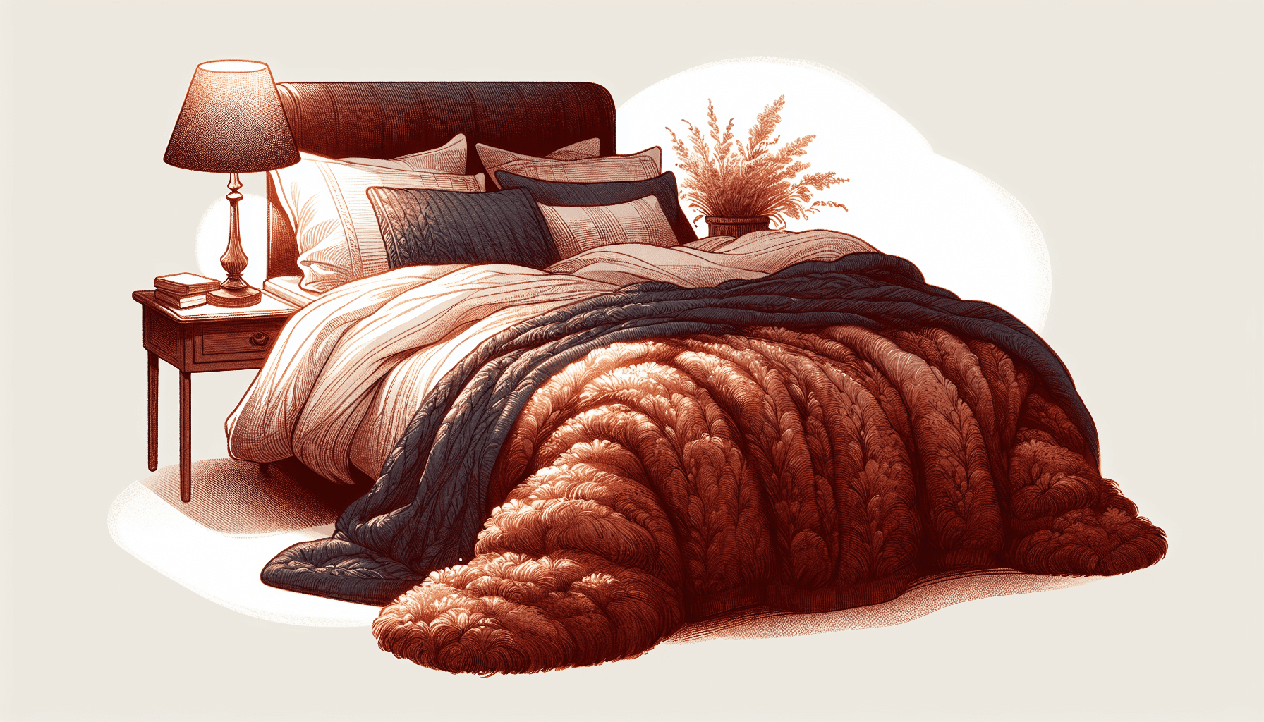 Eine gemütliche Winterdecke auf einem Bett, die Wärme und Komfort ausstrahlt.