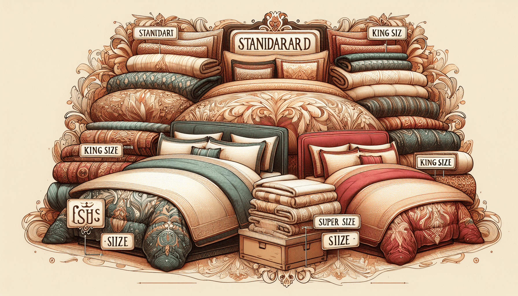 Überblick über Bettdeckengrößen mit verschiedenen Bettdeckenformaten.