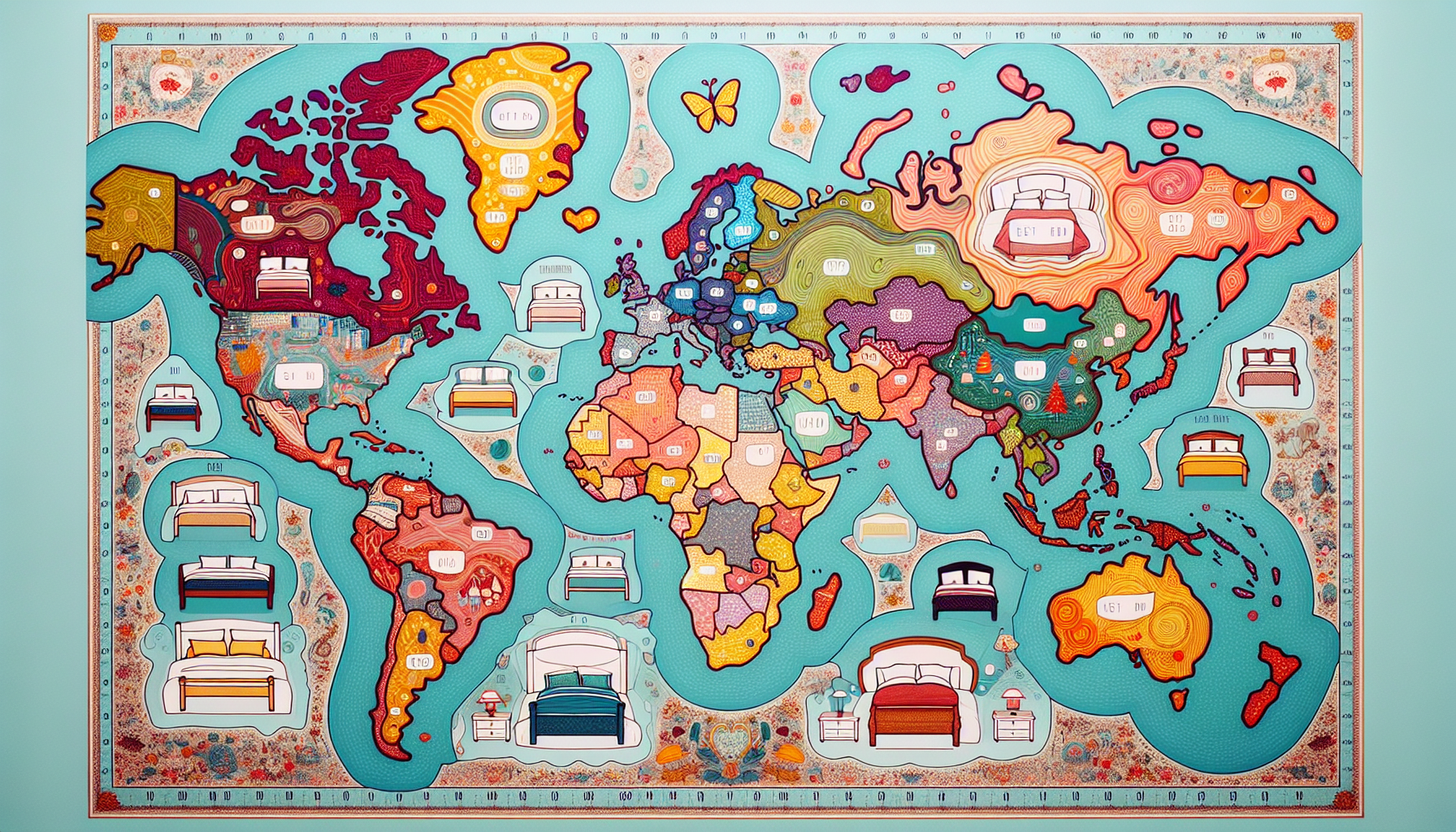 Internationale Bettdeckenmaße in einer grafischen Darstellung.